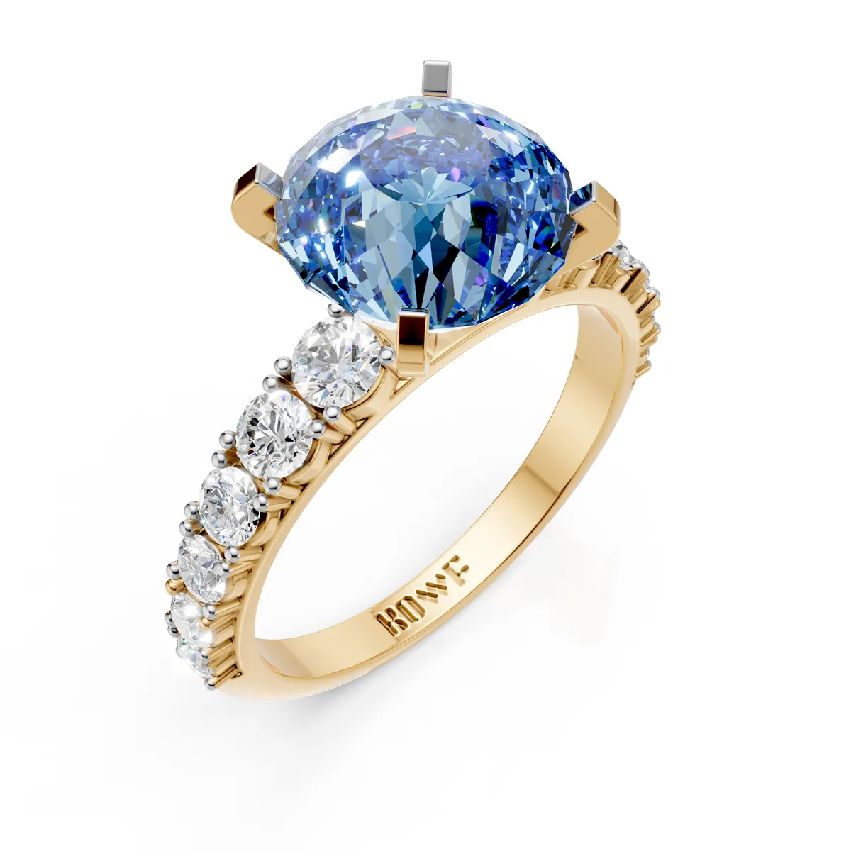 Portuguese Cut Blue Diamond Ring
